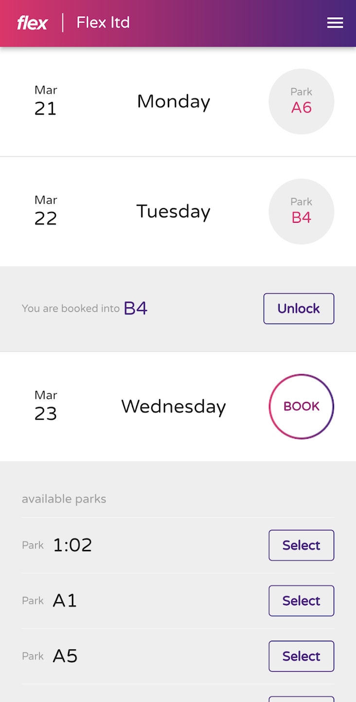 screenshot of Flex Parking